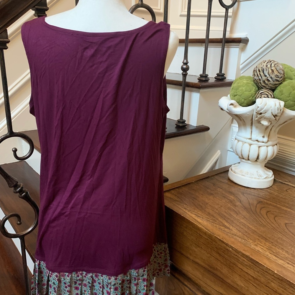 LOGO Layering Top ~ Purple w/Flower Patterned Lace - Picture 2 of 6